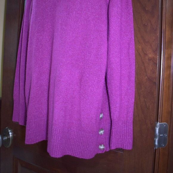 Loft Purple Turtleneck Sweater Wool Blend Tunic Sz Medium Slouchy High Neck Top - Picture 11 of 14